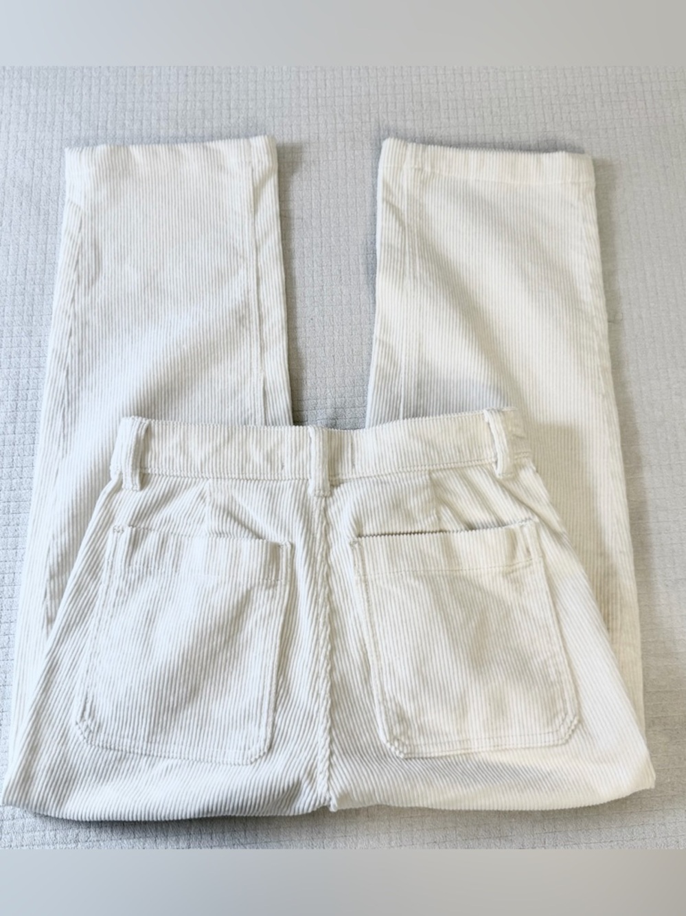 Everlane White Corduroy Straight Leg Pants Size 0 High Rise Minimalist Coastal - Picture 3 of 8